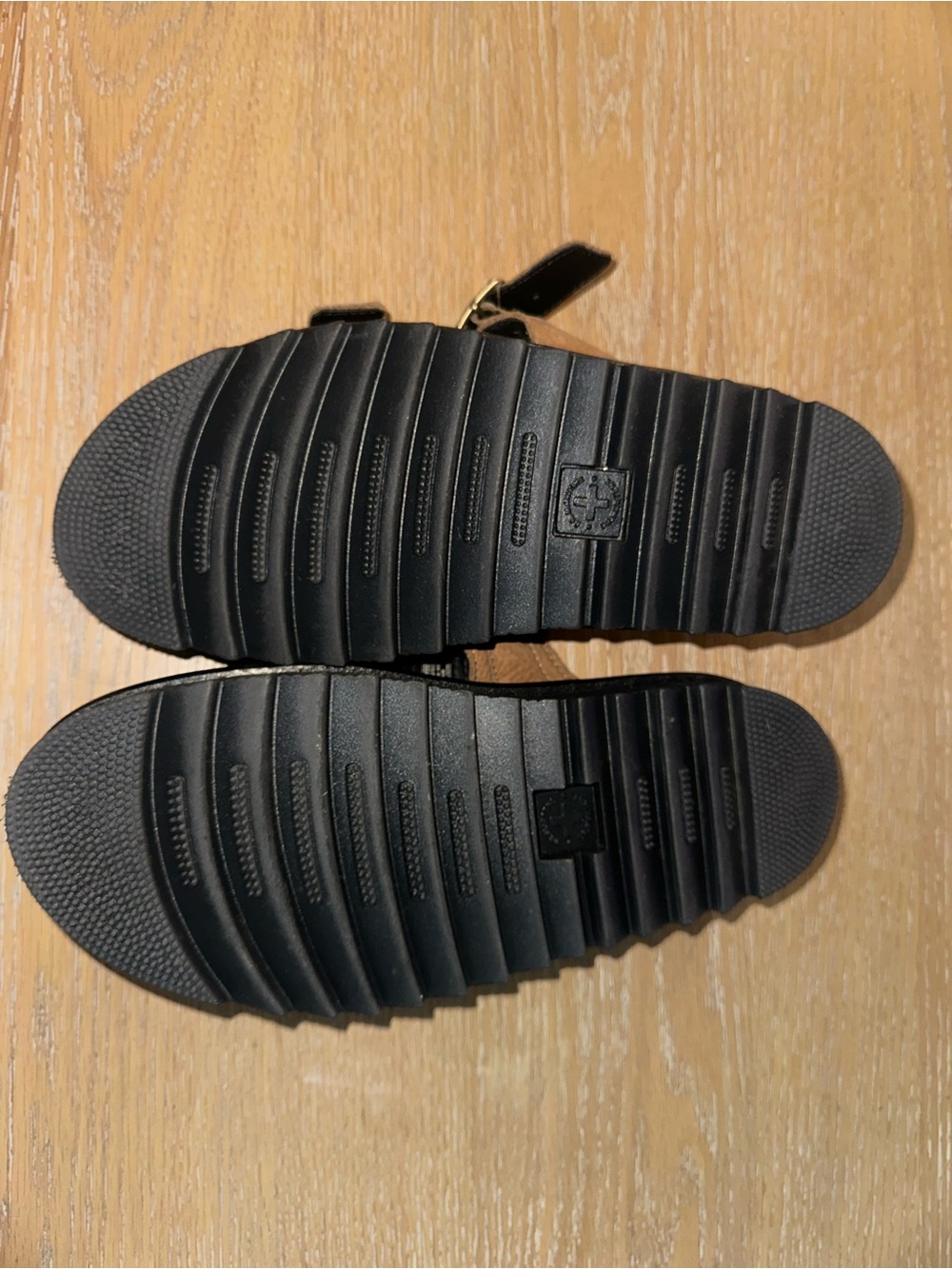 Dr. Martens Tan Suede Double-Buckle Slide Sandals - Picture 3 of 4